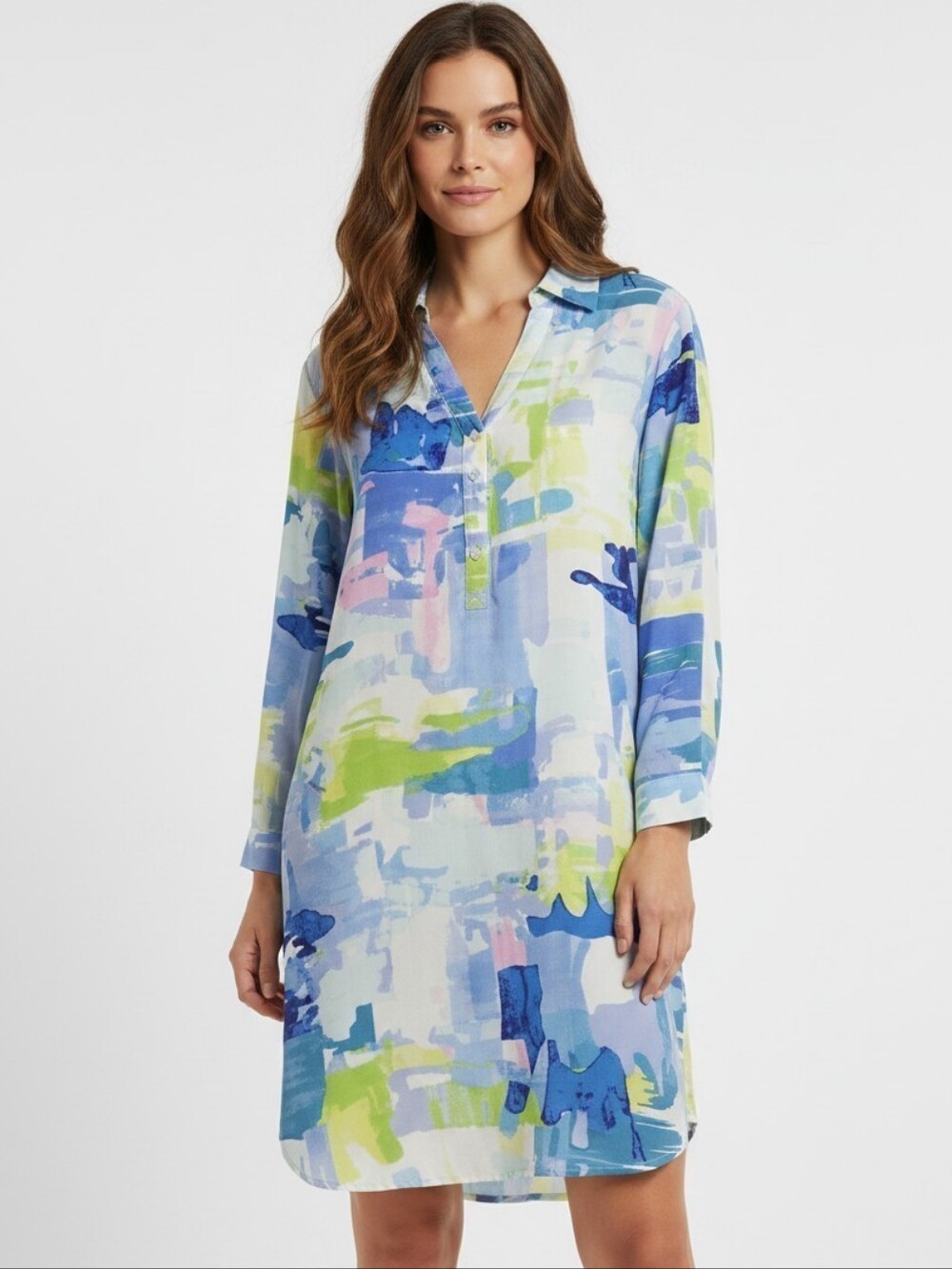 Tori Richard 100% Silk Tunic Dress Abstract Art Print Beach Resort Cover Up Sz 6